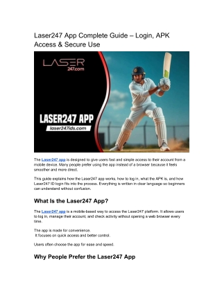 Laser247 App Complete Guide – Login, APK Access & Secure Use