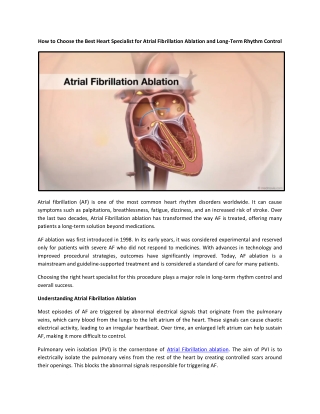 How to Choose the Best Heart Specialist for Atrial Fibrillation Ablation and Long