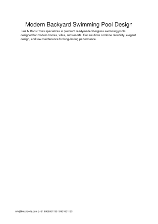 Modern Fiberglass Swimming Pool Designs for Homes & Villas