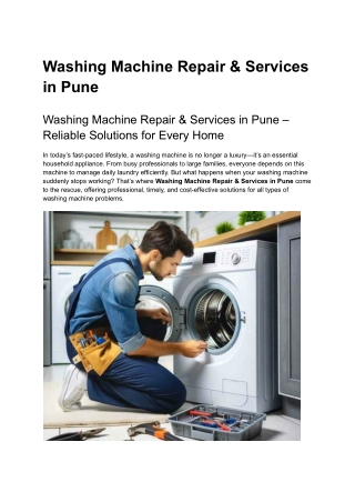 Washing Machine Repair & Services in Pune