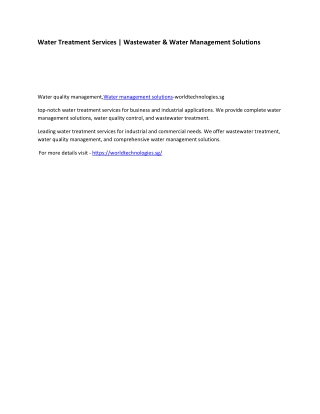 Wastewater & Water Management Solutions