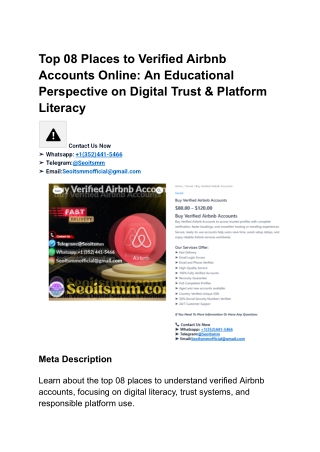 Top 08 Places to Buy Verified Airbnb Accounts Onl...