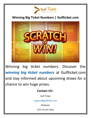Winning Big Ticket Numbers Gulfticket