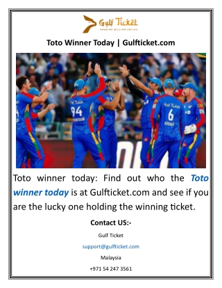 Toto Winner TodayGulfticket