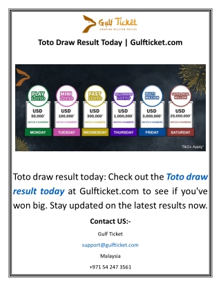 Toto Draw Result Today Gulfticket