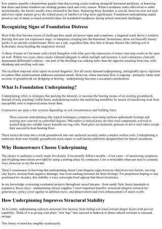 The Benefits of Foundation Underpinning for Residential Properties