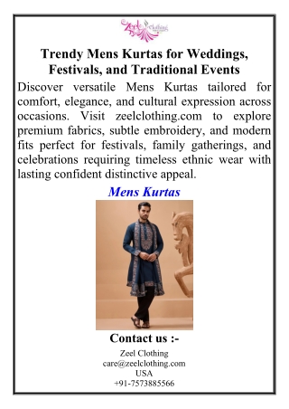 Trendy Mens Kurtas for Weddings, Festivals, and Traditional Events