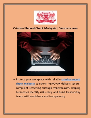Criminal Record Check Malaysia  Venovox