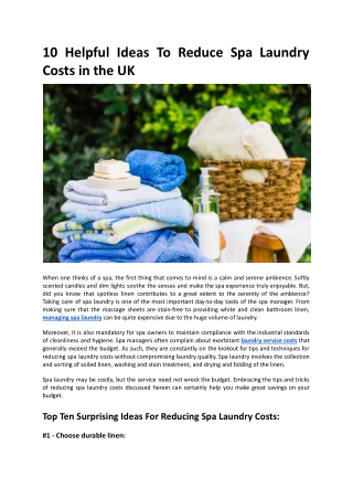 10 Ideas To Reduce Spa Laundry Costs - Hello Laundry