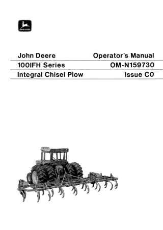 John Deere 100IFH Series Integral Chisel Plow Operator’s Manual Instant Download (Publication No.OMN159730)