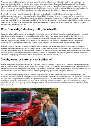 Auto Windshield Replacement Asheville: Same-Day Solutions Near You