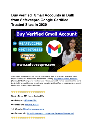 Buy verified  Gmail Accounts in Bulk from Safevccpro Google Certified Trusted Si