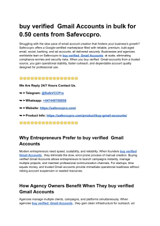 buy verified  Gmail Accounts in bulk for 0.50 cents from Safevccpro.