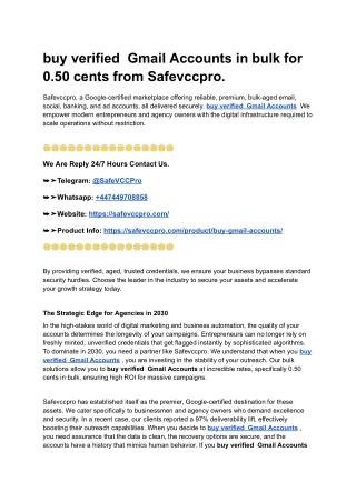 Buy verified  Gmail Accounts in bulk for 0.50 cents from Safevccpro.