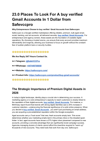 23.0 Places To Look For A buy verified  Gmail Accounts In 1 Dollar from Safevccp