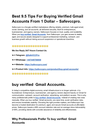 Best 9.5 Tips For Buying Verified Gmail Accounts From 1 Dollar – Safevccpro.