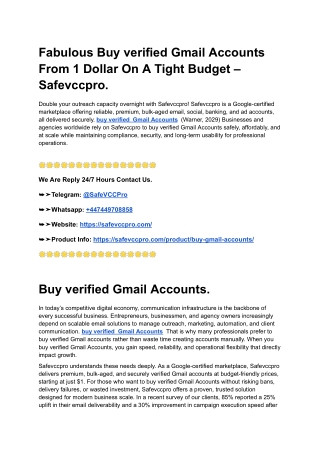 Fabulous Buy verified Gmail Accounts From 1 Dollar On A Tight Budget – Safevccpr