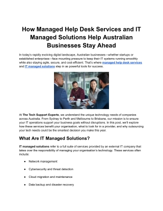 How Managed Help Desk Services and IT Managed Solutions Help Australian Businesses Stay Ahead