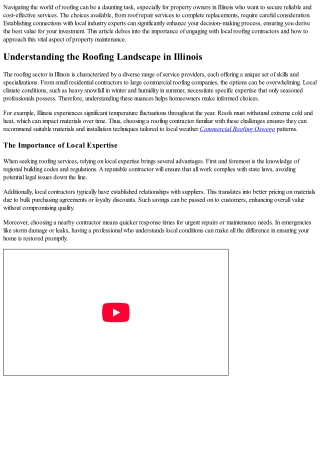 Connecting With Local Industry Experts To Get The Best Value For Your Money .