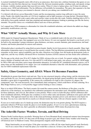 OEM Windshield Replacement Asheville: Is It Worth the Extra Cost?