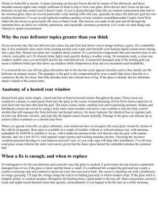 Asheville Car Window Replacement: Rear Defroster Considerations