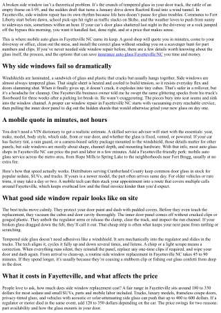 Side Window Repair Fayetteville NC: Mobile Quote in Minutes