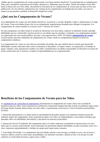 Analizando la significancia de los campamentos de verano para los pequeños para 