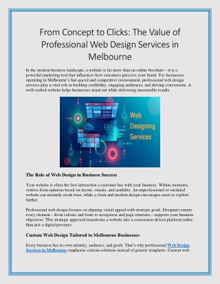 From Concept to Clicks The Value of Professional Web Design Services in Melbourne