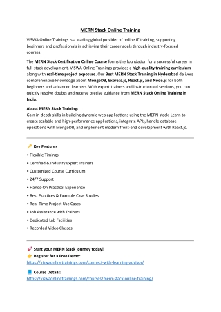 MERN Stack Online Training & Real Time Support From India, Hyderabad