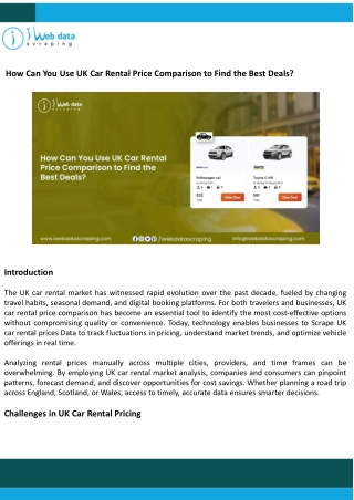 UK Car Rental Price Comparison to Find the Best Deals