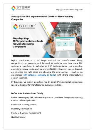 Step by Step ERP Implementation Guide for Manufacturing Companies
