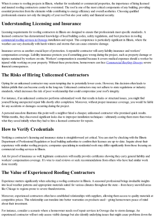 Why It's Crucial to Hire Licensed and Insured Roofing Contractors In Illlinois.