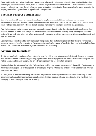 Exploring Modern Trends in Commercial Roofing with Leading Contractors In Illlin