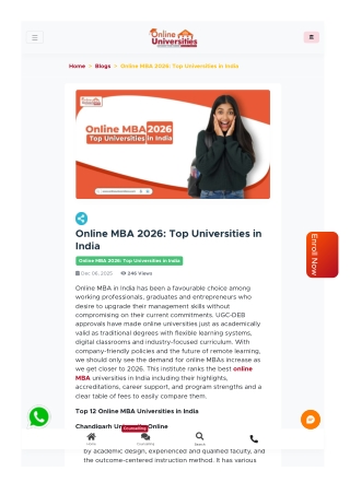 Top Online MBA Universities in India for 2026: Fees, Placements and Accreditatio