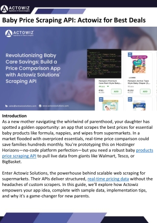Baby Price Scraping API Actowiz for Best Deals
