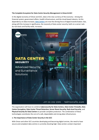 The Complete Ecosystem for Data Centre Security Management in Oman & GCC