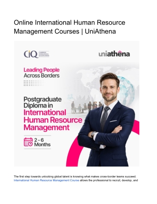 Online International Human Resource Management Courses- UniAthena