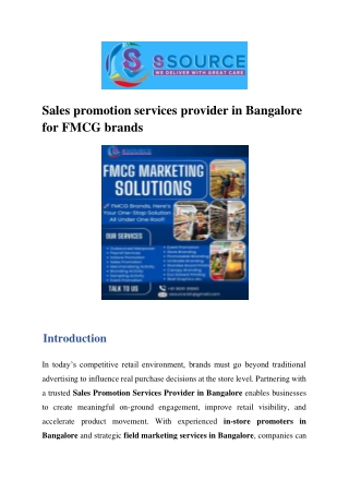 Sales promotion services provider in Bangalore for FMCG brands