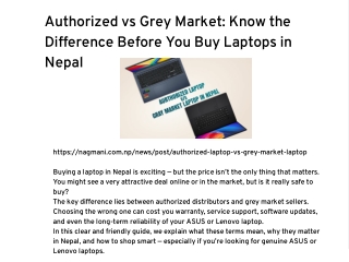 Authorized vs Grey Market: Know the Difference Before You Buy Laptops in Nepal