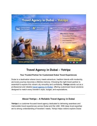 Travel Agency in Dubai – Yotripz