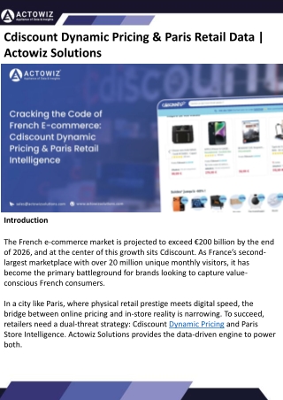 Cdiscount Dynamic Pricing and Paris Retail Data Actowiz Solutions