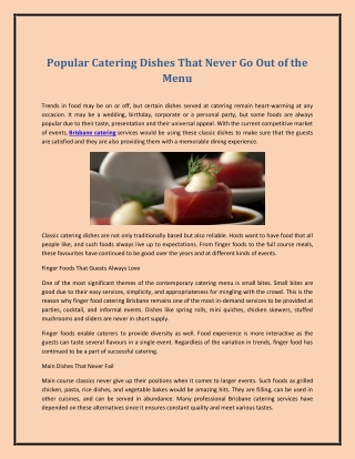 Popular Catering Dishes That Never Go Out of the Menu