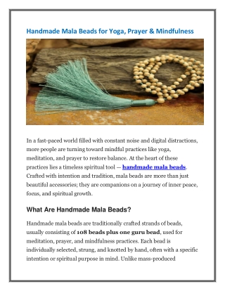 Handmade Mala Beads for Yoga, Prayer & Mindfulness