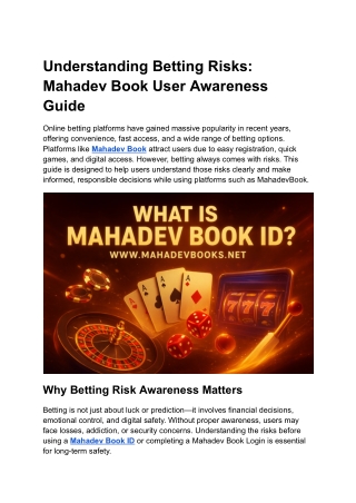 Understanding Betting Risks: Mahadev Book User Awareness Guide