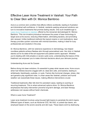 Effective Laser Acne Treatment in Vaishali_ Your Path to Clear Skin with Dr