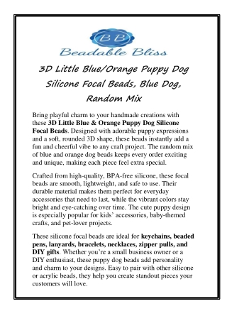 Orange Puppy Dog Silicone Focal Beads, Blue Dog, Random Mix