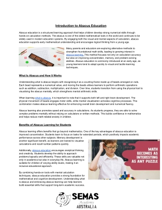 Introduction to Abacus Education