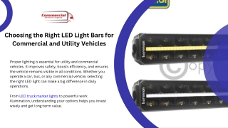 Choosing the Right LED Light Bars for Commercial and Utility Vehicles
