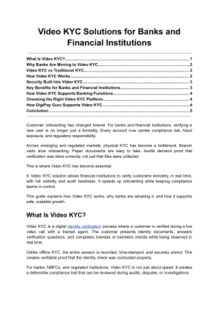 Video KYC Solutions for Banks and Financial Institutions
