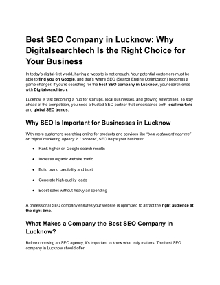 Best SEO Company in Lucknow
